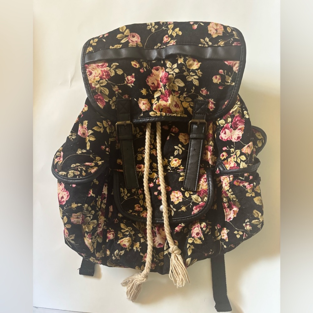 Pacsun Flower Backpack by black poppy